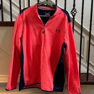 Under Armour Coral Navy XL Quarter-Zip Pullover LOOSE COLDGEAR